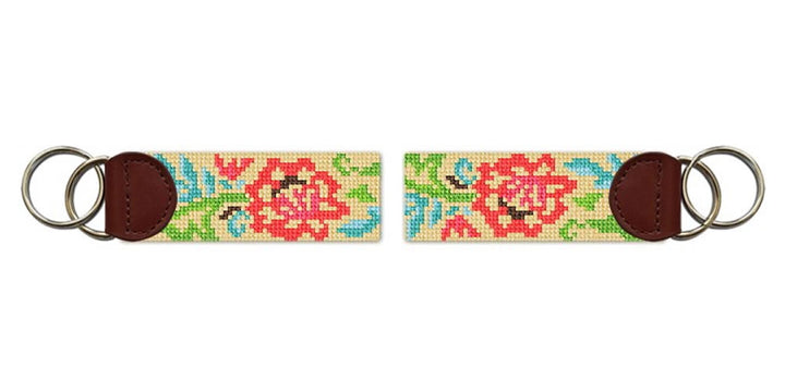 Lacy Floral Needlepoint Key Fob