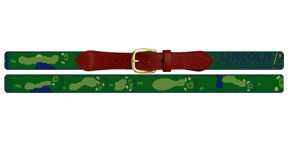 Lincoln Country Club Golf Course Needlepoint Belt