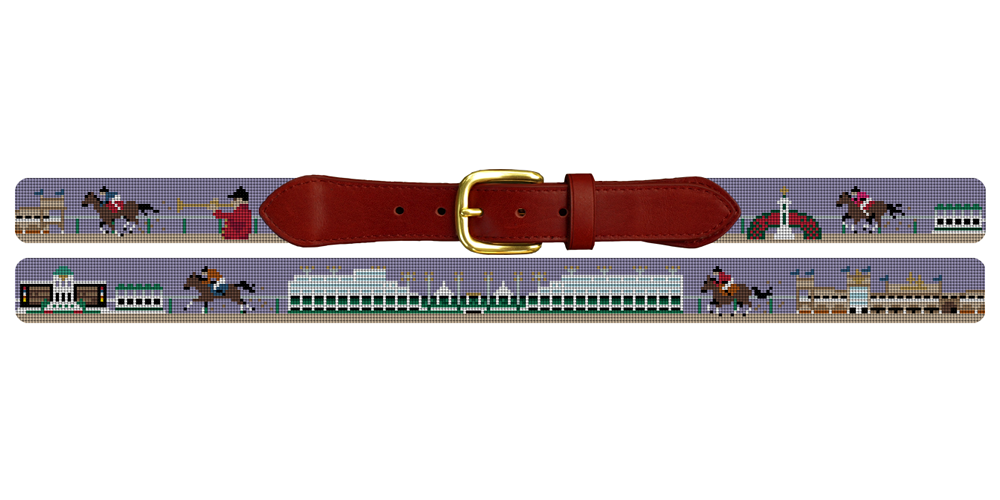 Louisville Kentucky Horse Racing Needlepoint Belt