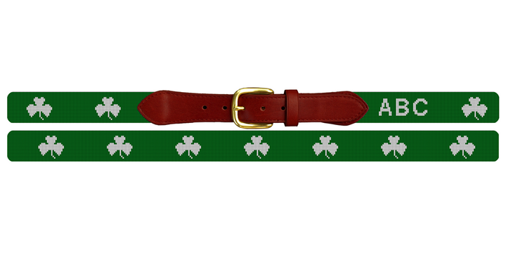 Lucky Irish Clover Needlepoint Belt