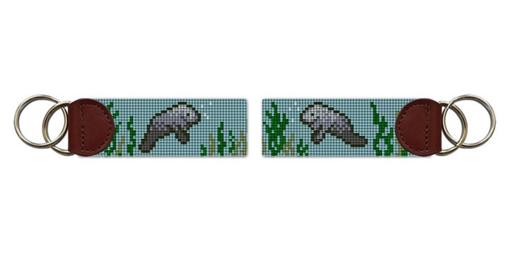 Manatee Needlepoint Key Fob