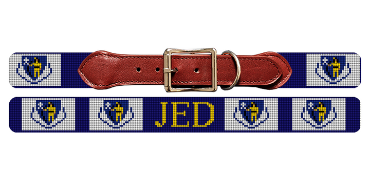 Massachusetts Flag Needlepoint Dog Collar