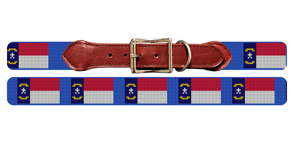 North Carolina Flag Needlepoint Dog Collar