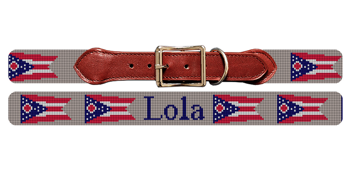 Ohio Flag Needlepoint Dog Collar