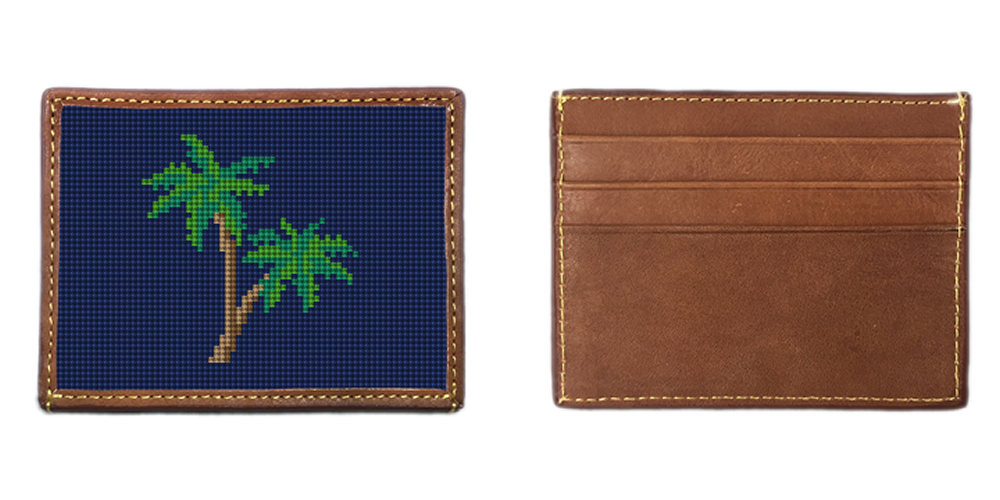 Palm Tree Needlepoint Card Wallet