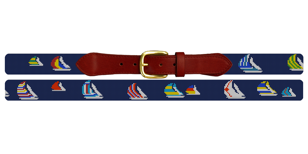 Preppy Sailing Regatta Needlepoint Belt - Coastal Elegance  display picture 1