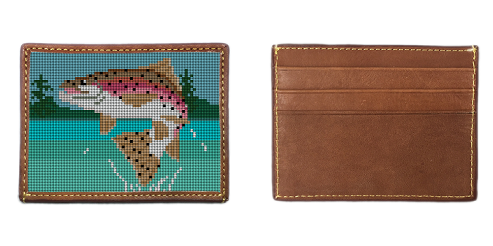 Rainbow Trout Needlepoint Card Wallet