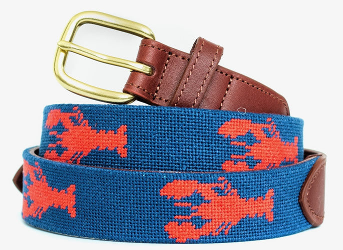 Red Lobsters Needlepoint Belt