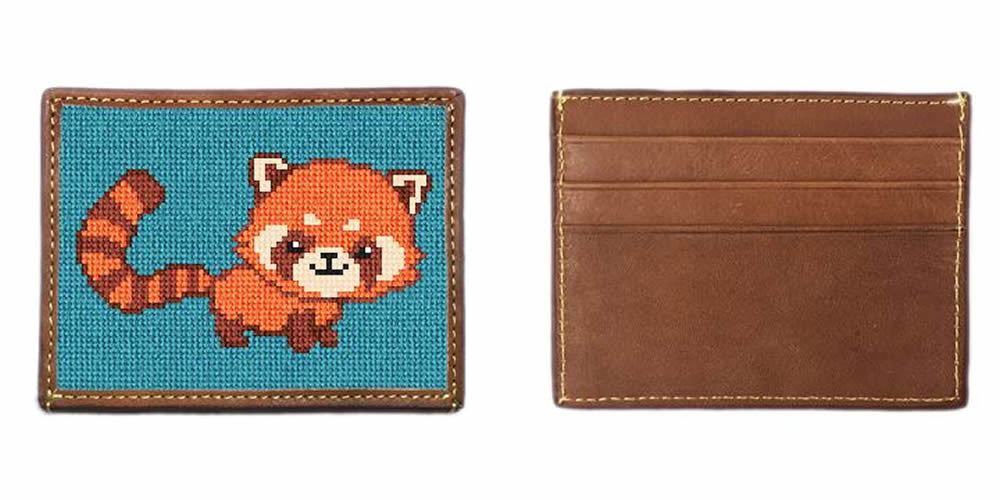 Red Panda Needlepoint Card Wallet