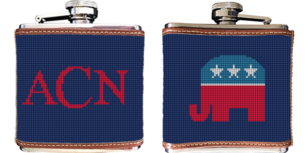 Republican Needlepoint Flask Brewster Belt