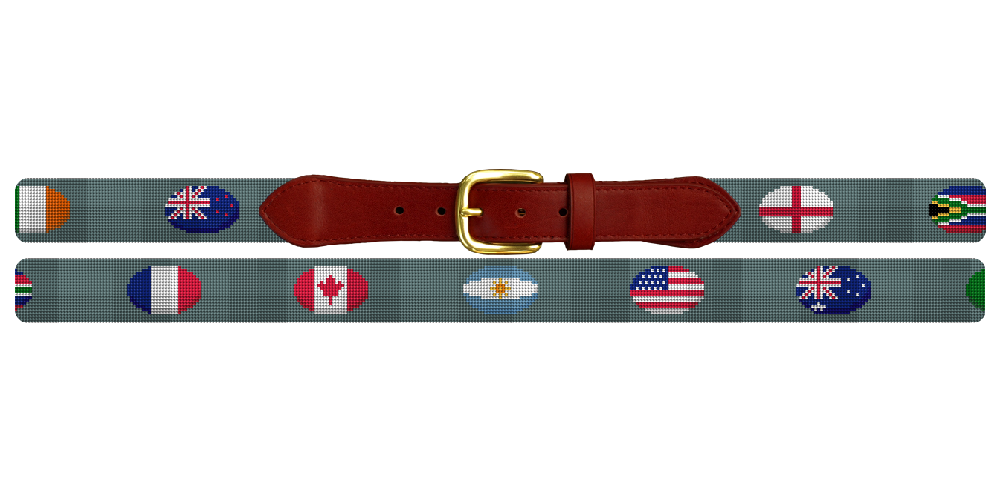 Rugby Nations Needlepoint Belt