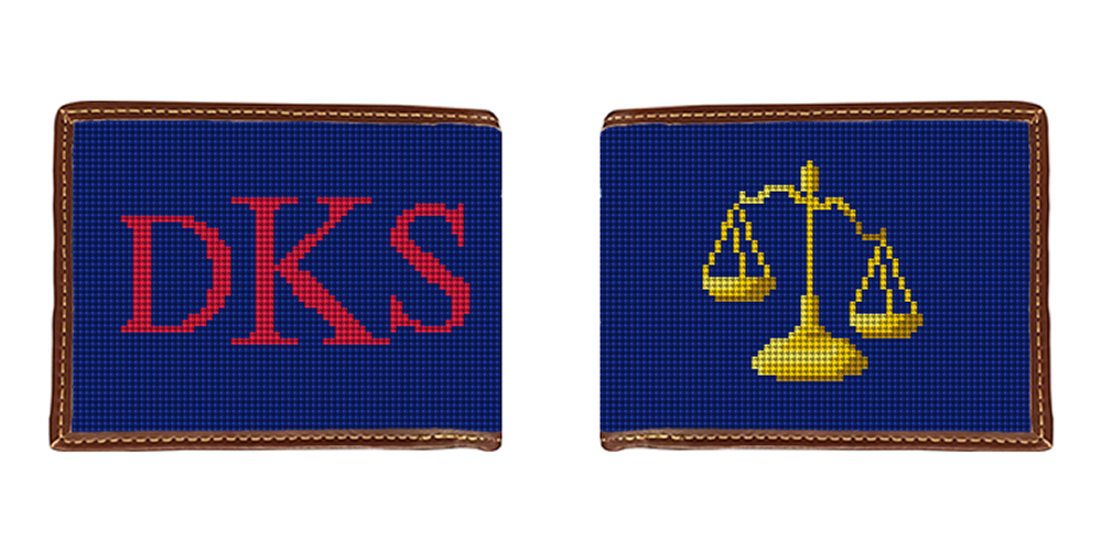 Scales of Justice Needlepoint Wallet