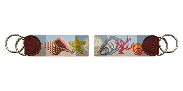 Seashell Needlepoint Key Fob