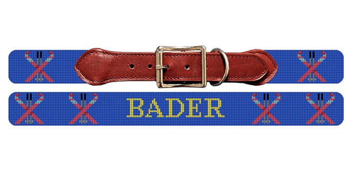 Skiing Needlepoint Dog Collar