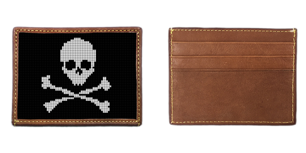 Skull and Crossbones Needlepoint Card Wallet