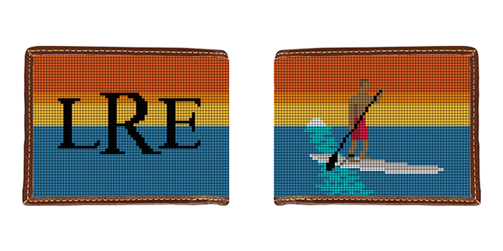 Stand Up Paddling Needlepoint Wallet