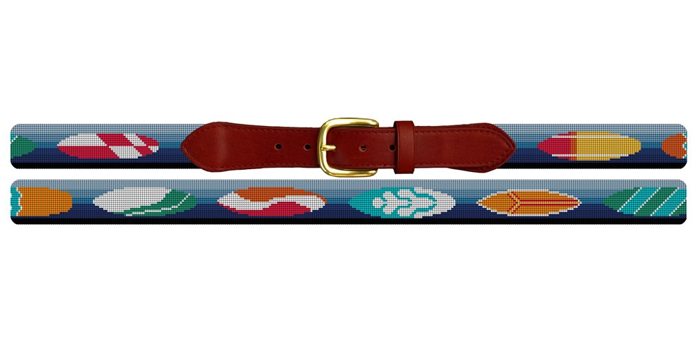 Surf Board Needlepoint Belt