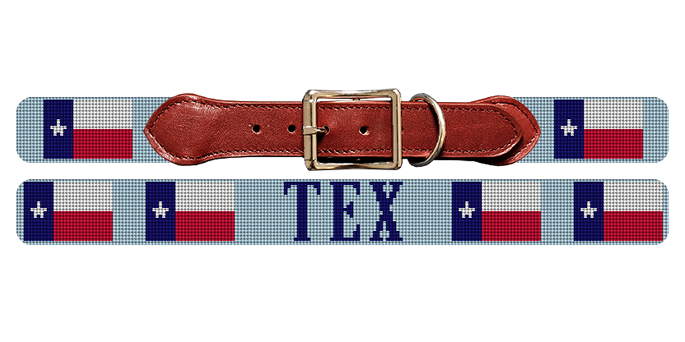 Texas Flag Needlepoint Dog Collar