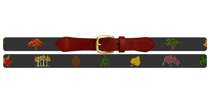 Trees and Leaves Needlepoint Belt