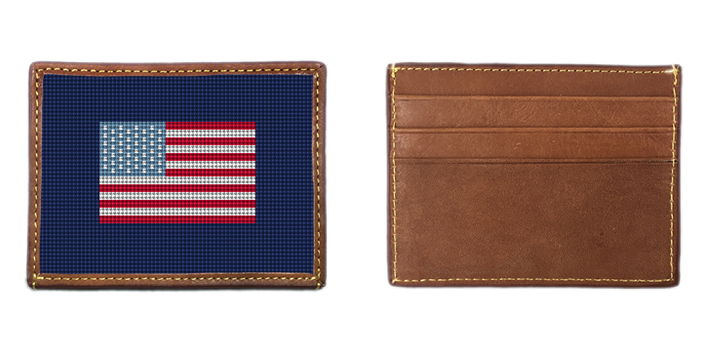 US Flag Needlepoint Card Wallet
