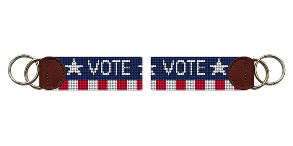 Vote Red White and Blue Needlepoint Key Fob