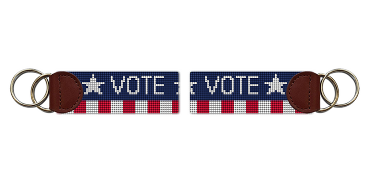 Vote Red White and Blue Needlepoint Key Fob