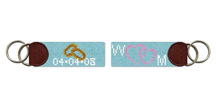 Wedding Hearts Needlepoint Key Fob