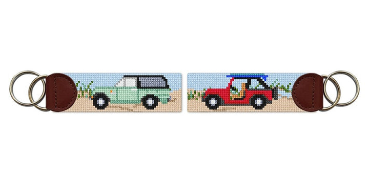 Beach Jeep Needlepoint Key Fob