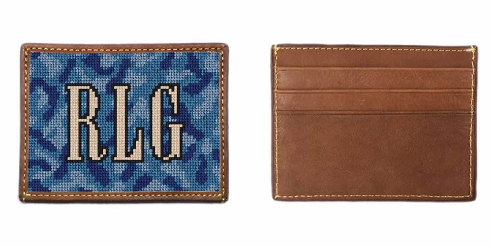Blue Camouflage Needlepoint Card Wallet