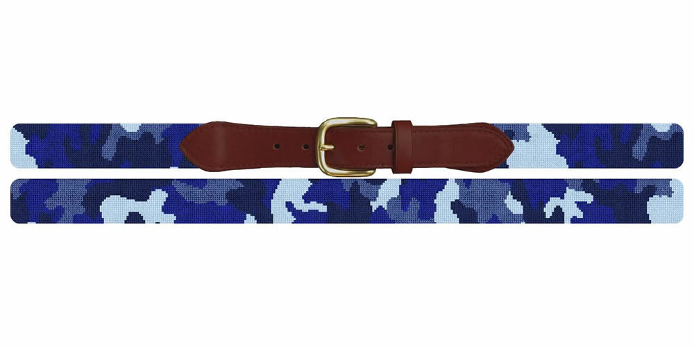 Camouflage Blue Needlepoint Belt