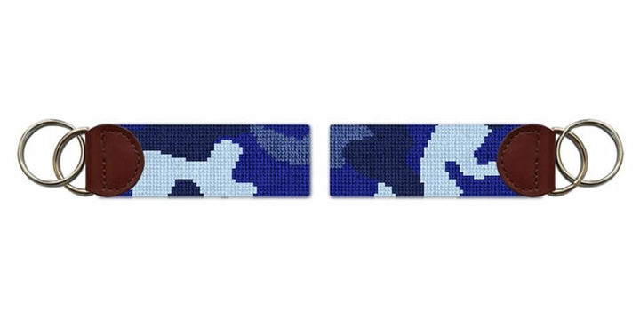 Camouflage Blue Needlepoint Key Fob