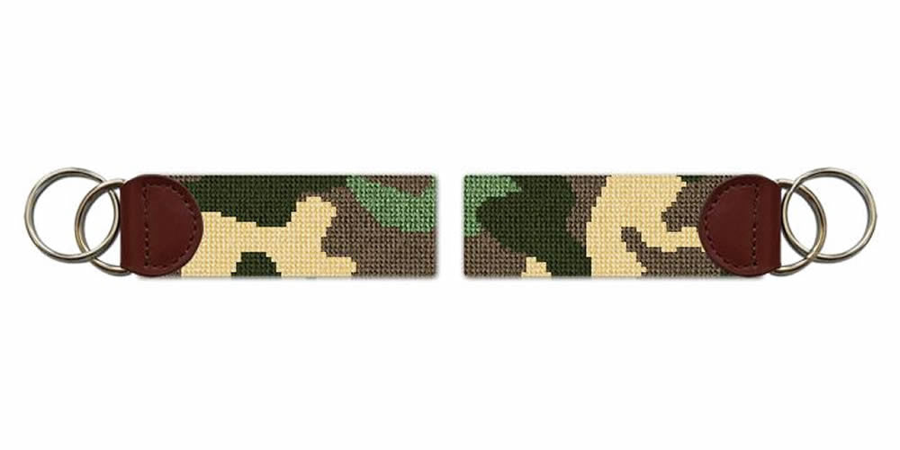 Camouflage Green Needlepoint Key Fob