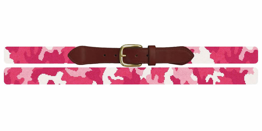 Camouflage Pink Needlepoint Belt