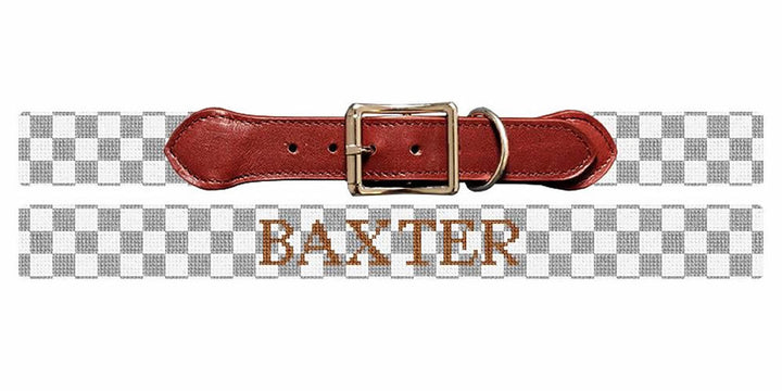 Checkerboard Needlepoint Dog Collar