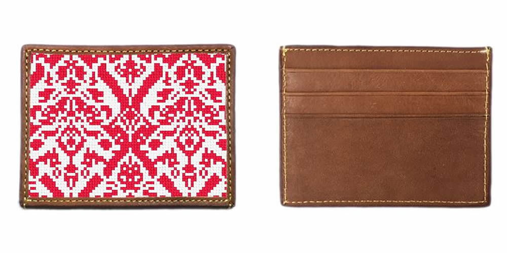 Damask Wallet Damask Needlepoint Card Wallet - Elegant Style – Brewster Belt