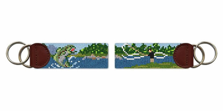 Fly Fishing Landscape Needlepoint Key Fob