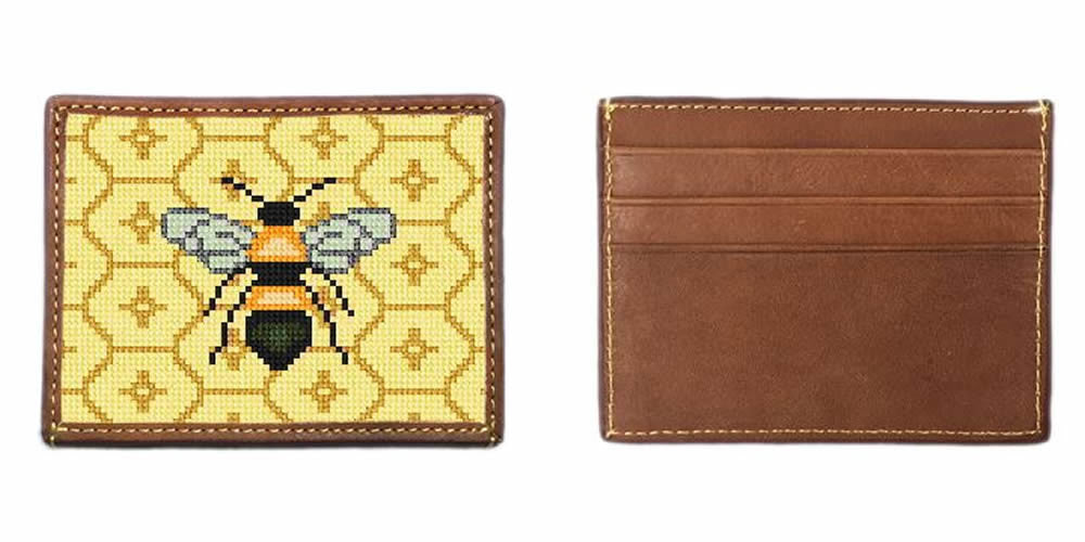 Garden Honey Bee Needlepoint Card Wallet