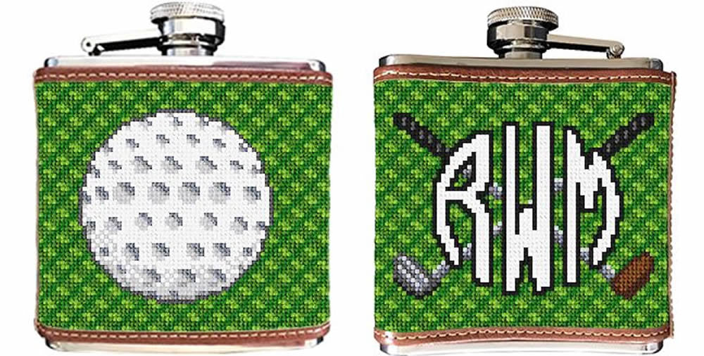 Golf Ball Needlepoint Flask