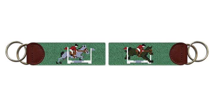 Horse Jumping Needlepoint Key Fob