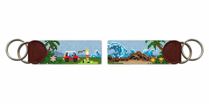 Island Golf Landscape Needlepoint Key Fob