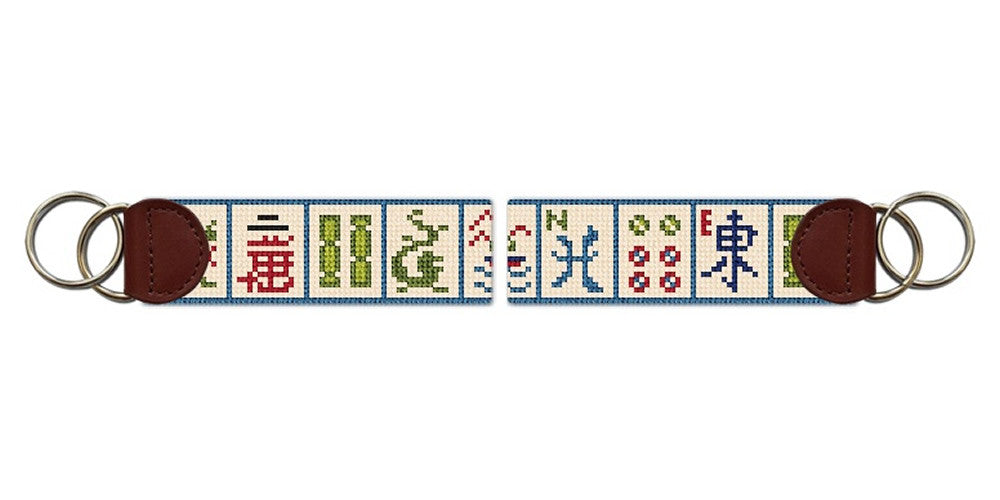 Mahjong Sapphire Needlepoint Key Fob