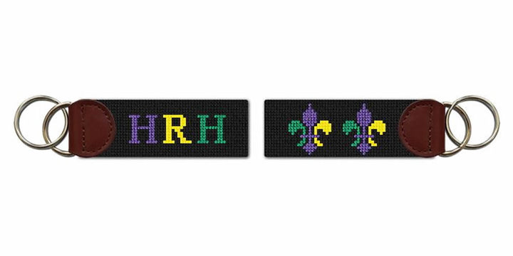 Mardi Gras Fleur De Lis Needlepoint Key Fob