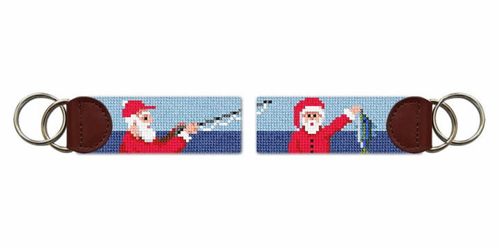 North Pole Fishing Needlepoint Key Fob