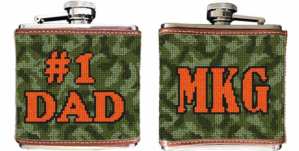 Copy of Number One Dad Green Camo Needlepoint Flask