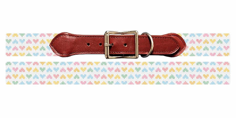 Pastel Rainbow Needlepoint Dog Collar