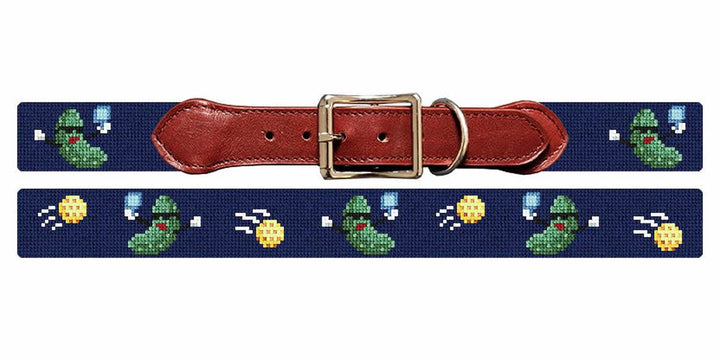 Pickleball Pickle Needlepoint Dog Collar