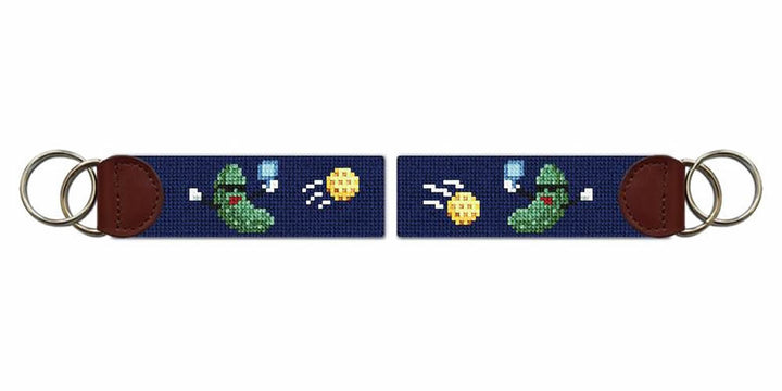 Pickleball Pickle Needlepoint Key Fob