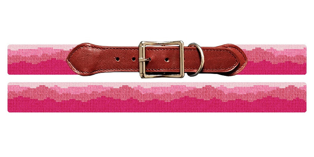 Pink Mountains Needlepoint Dog Collar