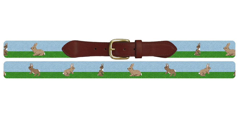 Playful Rabbits Needlepoint Belt