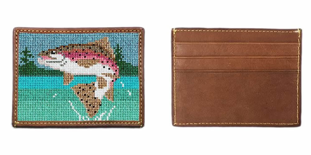 Rainbow Trout Fishing Needlepoint Card Wallet